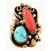Image 2 : Sterling 14K Gold Turquoise & Coral Ring