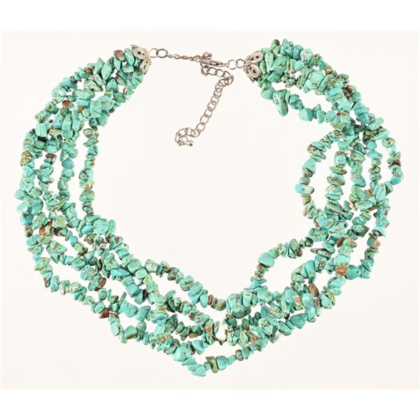 Turquoise Stone Five-Strand Fetish Necklace