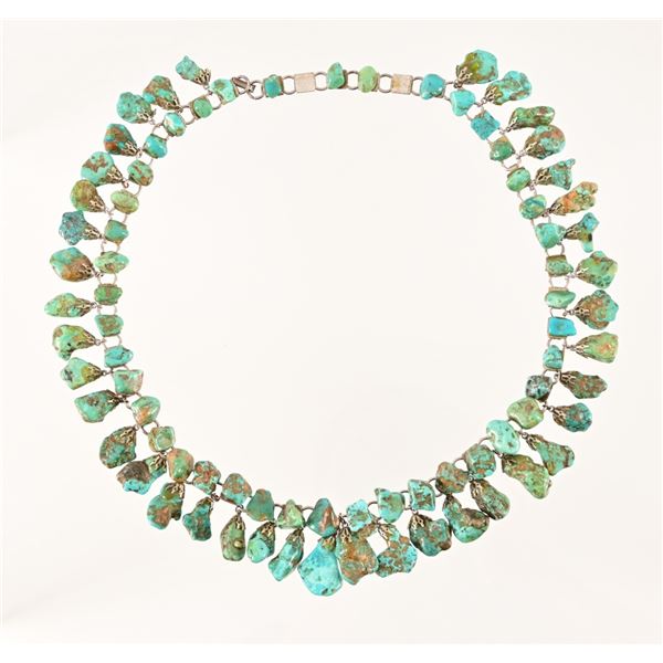 Turquoise Stone Silver Necklace