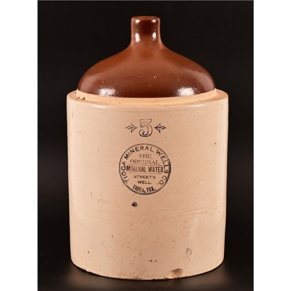Tioga Mineral Wells Co. Texas Stoneware Jug