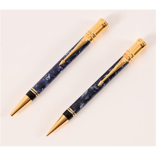 Parker Duofold Marble Blue 2-Pen Set