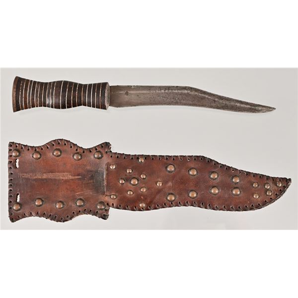 Antique Indian Fighting Knife Spotted Sheath