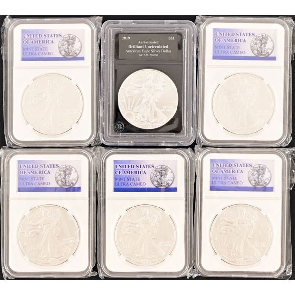 Six 2024 American Silver Eagles Ultra Cameo