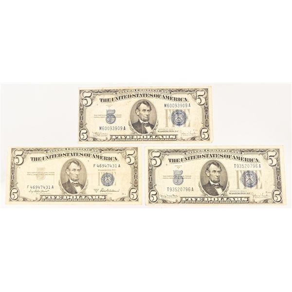 Three $5 Silver Certificates
