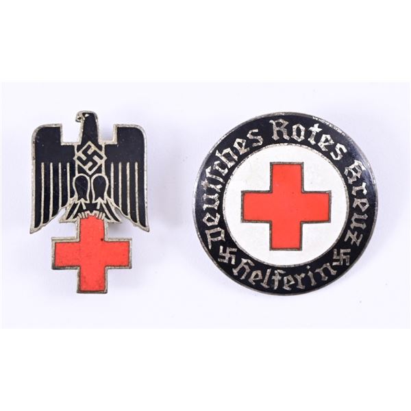 (2) German WW2 Red Cross Nurse DRK Enamel Pins