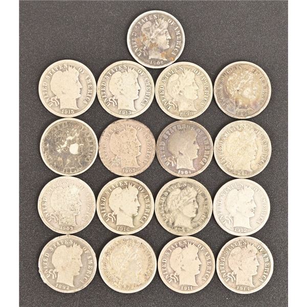 Collection of (17) U.S. Barber Dimes