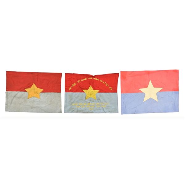(3) Vietnam War Viet Cong Captured Flags