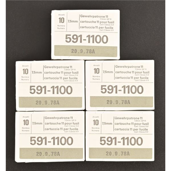 Swiss GP11 Surplus 7.5x55mm Ammo (5 Boxes)