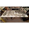 Image 1 : LARGE LOT OF PEWTER DISHES, CLOCK, CUPS, STEINS & GOBLETS