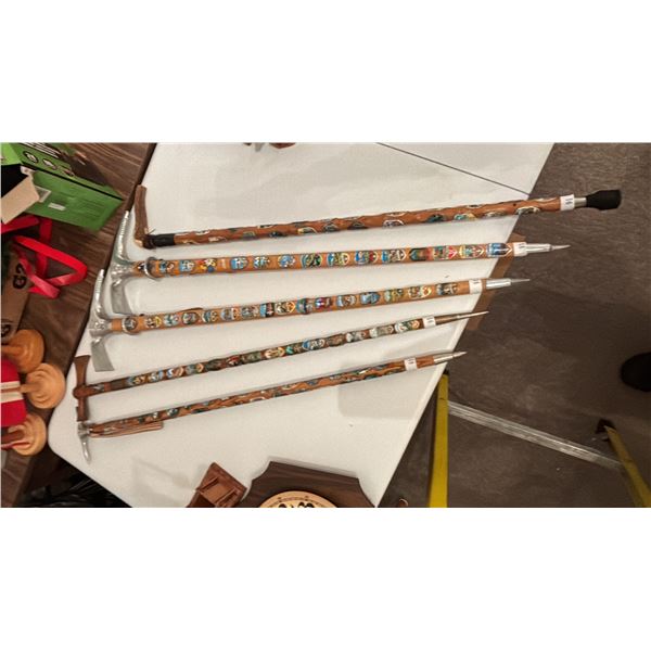 LOT OF 5 SWEDISH WALKING STICKS