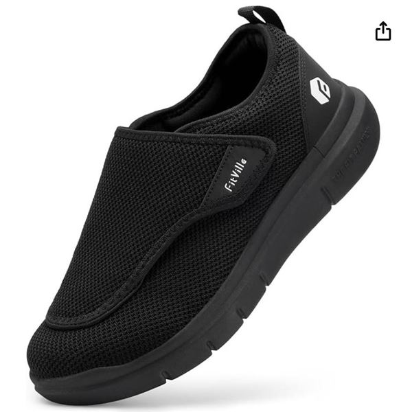 FitVille Diabetic Shoes for Men Extra Wide Slip-on Shoes for Swollen Feet Adjustable Walking Shoes f