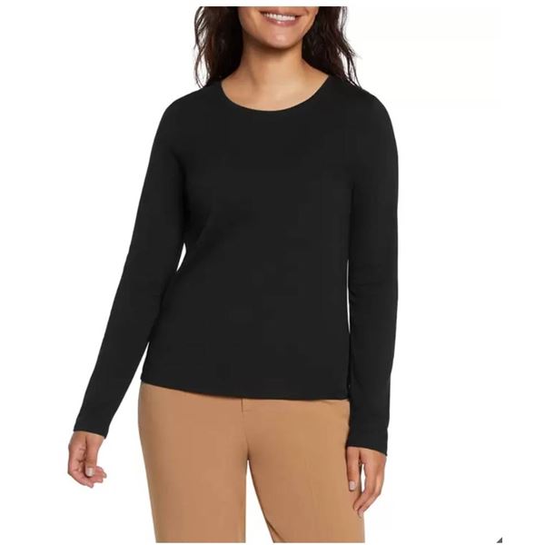 Three Dots 2-Pack Classic Tee with Long Sleeves, Size S