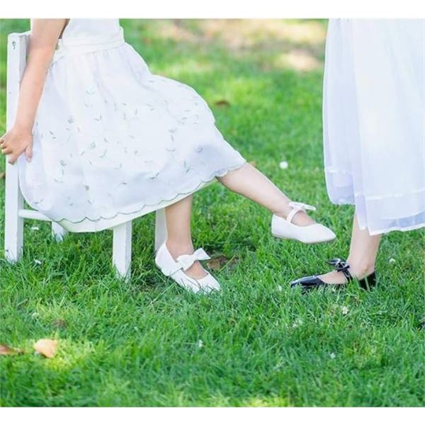 Felix & Flora Girl’s Ballerina Mary Jane Flat Shoes, White, Size 10M Toddler