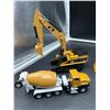 Image 2 : Lot of 4 Diecast CAT Construction Vehicles 1:64 Scale Including Excavator, Mixer, Loader, and Dump T