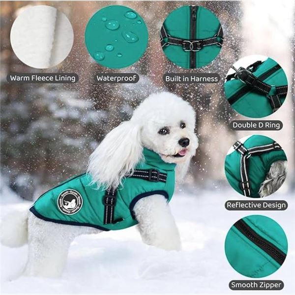 Gyuzh Green Insulated Dog Coat With Integrated Harness System Size 4XL
