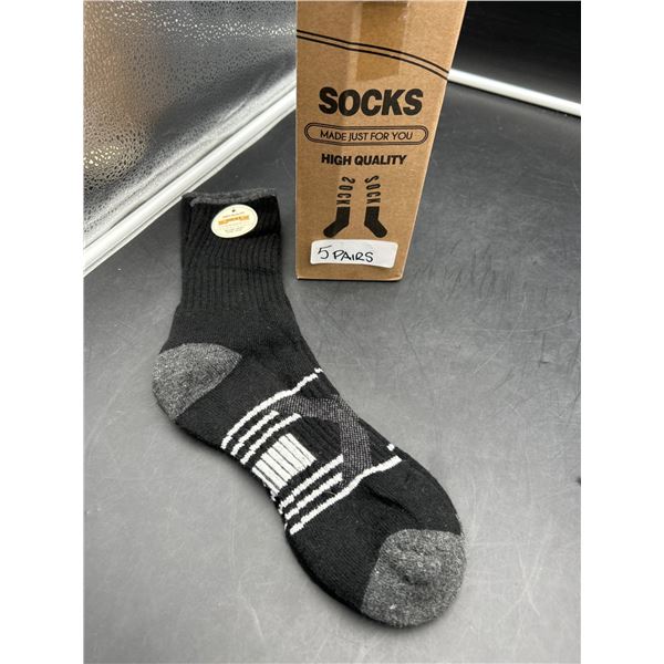 Merino Wool Hiking Socks, Black, L, Model X0046BMSKZ, 5 Pairs