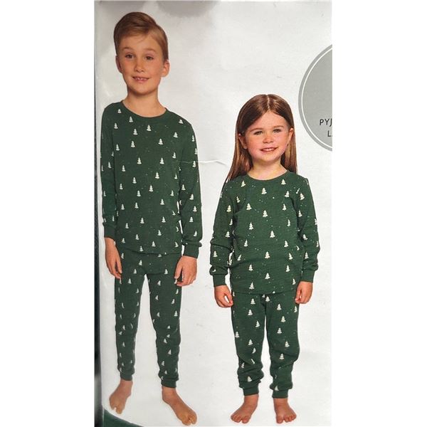 PL Family Pyjamas, Green, Size 10-12, Tree Design