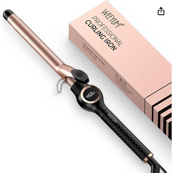 WEEYUM 3/4 Inch Curling Iron, Long Barrel Curling Wand for Hair, Ceramic Tourmaline Hair Curler Dual