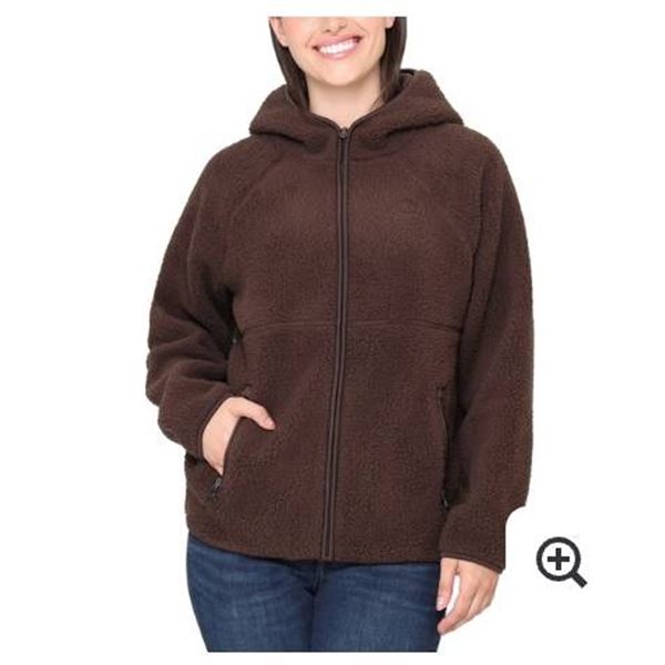 Sierra Designs XL Brown Hooded Fleece Jacket with Zipper Front