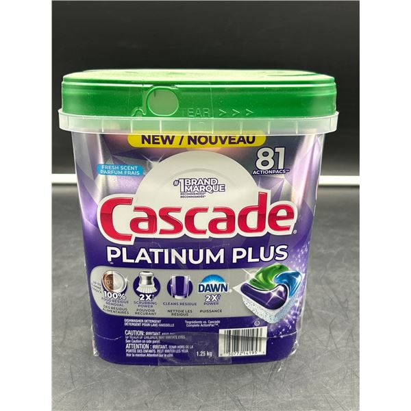 Cascade Platinum Plus Dishwasher Detergent, 81 ActionPacs, Fresh Scent