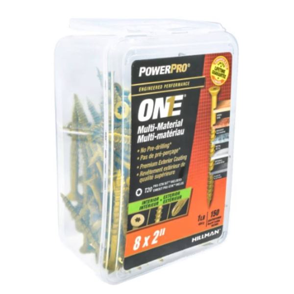 PowerPro One  #8 x 2-inch Power Pro Multi-Material Star Drive Flat Head Screw – 150pcs
