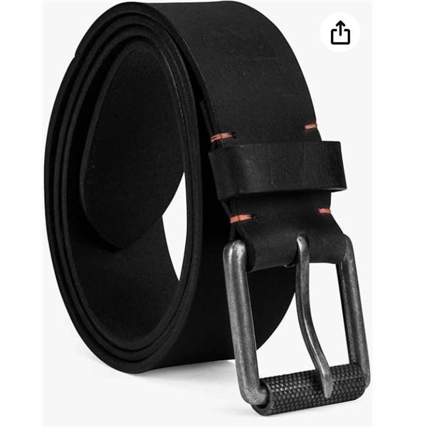 Timberland Pro Leather Belt, 38/40 Size, Black with Orange Accents