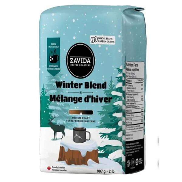 Zavida Coffee Roasters Winter Blend Medium Roast Whole Bean Coffee 907g