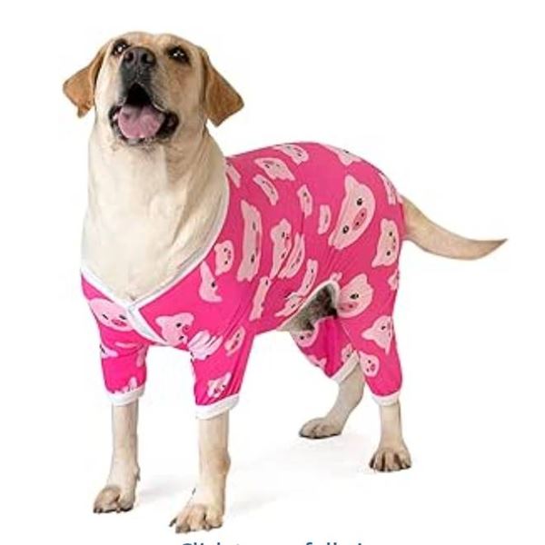 Pink Dog Onesie by CuteBone with Pig Design, Size Large