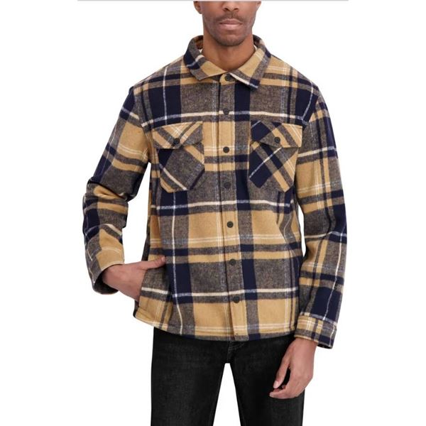Dakine XL Plaid Shirt Jacket – Tan/Navy – Button-Up
