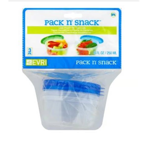 Lot of 2 Evri 8 oz Pack N’ Snack Container (3 ct)