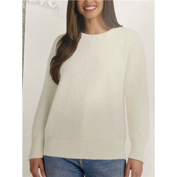 Matty M White Knit Sweater LG Size