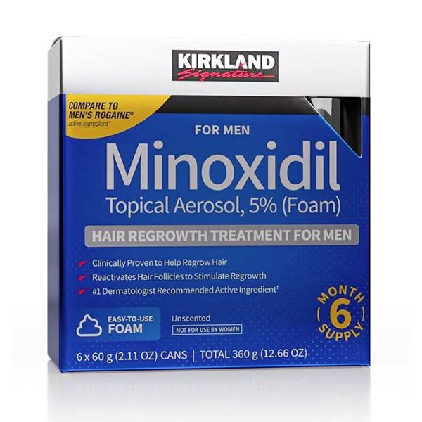 Kirkland Signature Minoxidil Topical Aerosol 5 Percent Foam for Men, 6-Month Supply