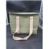 Image 2 : Foldable Green Insulated Tote Bag with Beige Handles by Nook Theory
