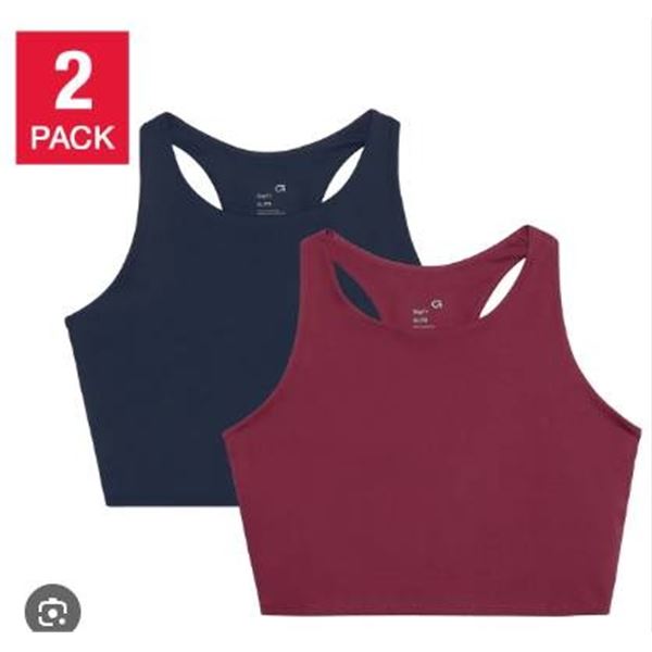 GapFit M/M 2-Pack Tank Bra with Sizing Chart Displayed