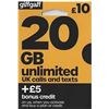 Image 1 : 20 Giffgaff SIMs Featuring 20 GB Data and Unlimited Calls and Texts