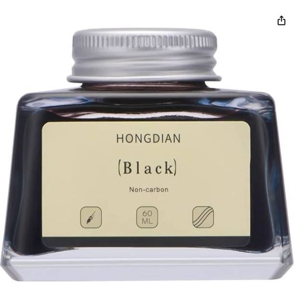 Hongdian Fountain Pen Ink – Black – Non-Carbon 60ml