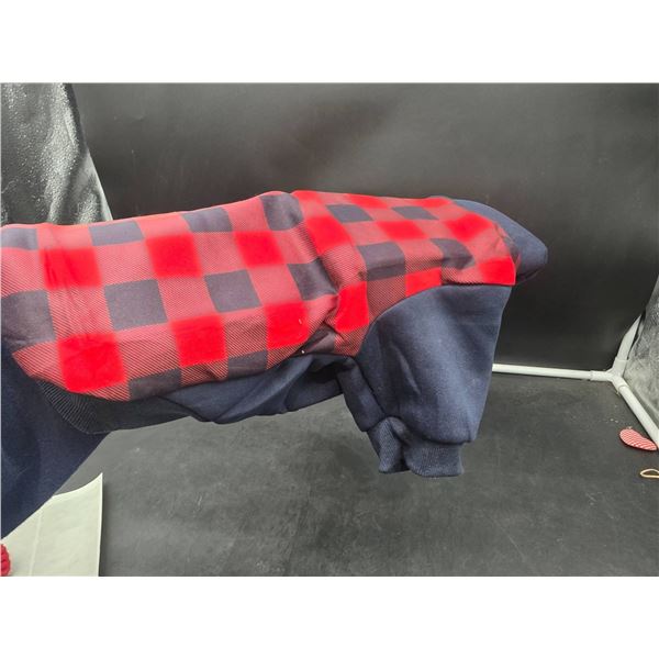Medium-Size Red and Black Checkered Dog Sweater
