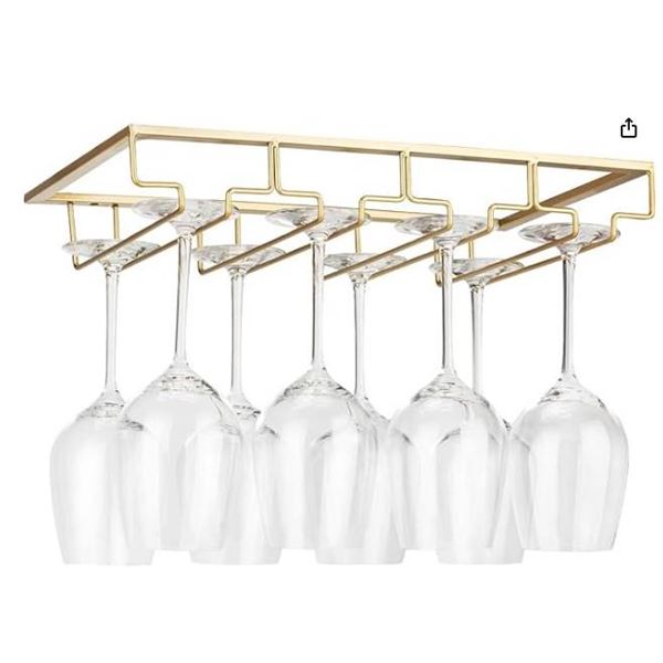 FOMANSH Wine Glass Rack Organizer for Bar Kitchen, Gold Finish