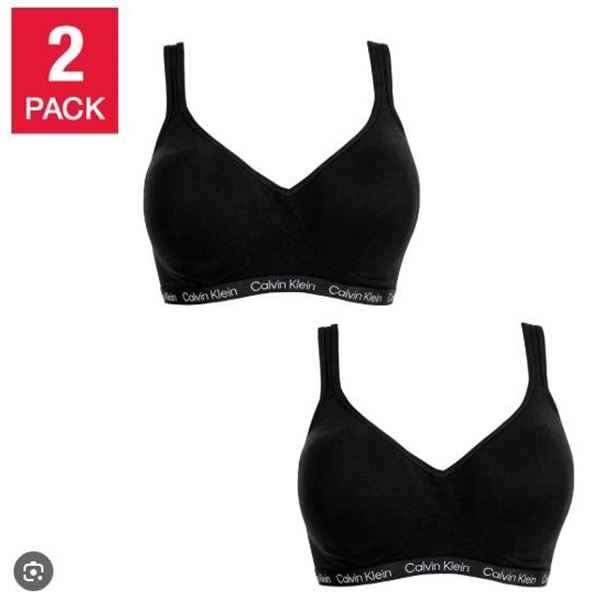 Calvin Klein 2 Pack Push Up Plunge Bras, Microfiber Stretch, Size 38D