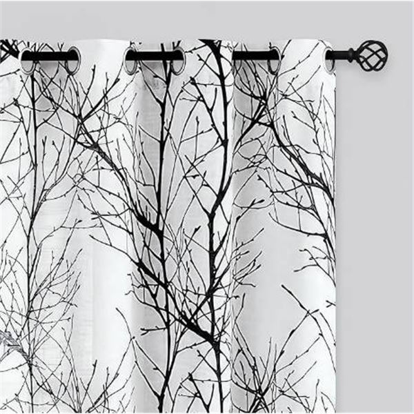 HBN Tree Curtains Black 63 Inches 2-Piece Set