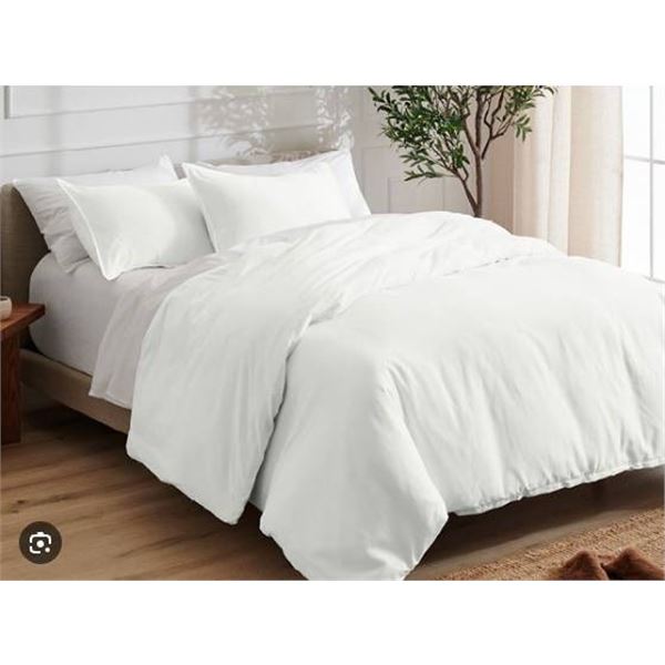 Bare Home Microfiber Queen Duvet Cover Set with 2 Pillow Shams