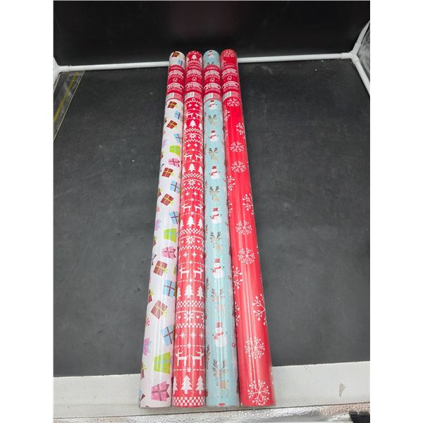 Danson Decor 100 Percent Recycled Wrapping Paper Rolls, 4 Rolls, Various Designs 50 Sq Ft per Roll