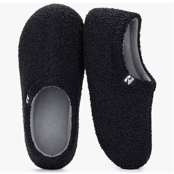 RockDove Women’s Teddy Fleece Closed Back Indoor Slipper, Large, Black