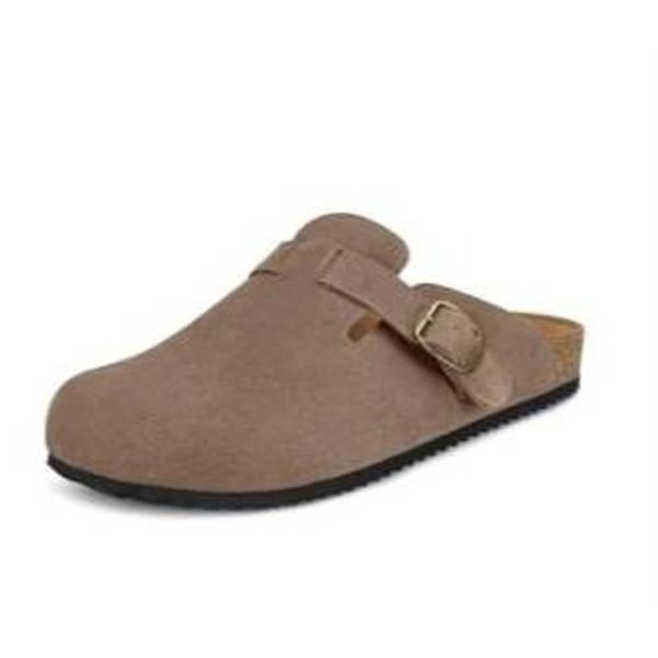 Intini Womens Suede Clogs Mens Leather Mules Cork Footbed Sandals with Arch Support – Size 