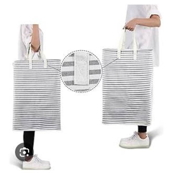 3 Laundry Bags With Handles in Striped Design