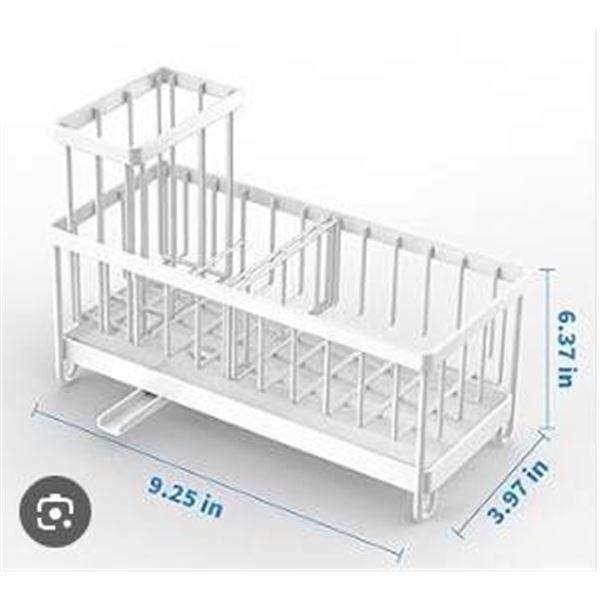 Sponge Drain Rack with Chopstick Cage and Towel Rod in White
