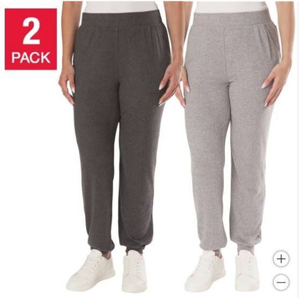 XS Lazypants Women’s High Waist Joggers,, 2-Pack, Gray and Black