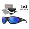 Image 1 : Wiley X WX Boss Matte Black Frame Sunglasses with Captivate Polarized Blue Mirror Lenses