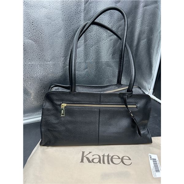 Kattee Leather Handbag with Dual Zippers and Long Handles