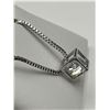 Image 1 : Silver  Necklace With .75 Carat Solitaire Pendant in Cube Design
